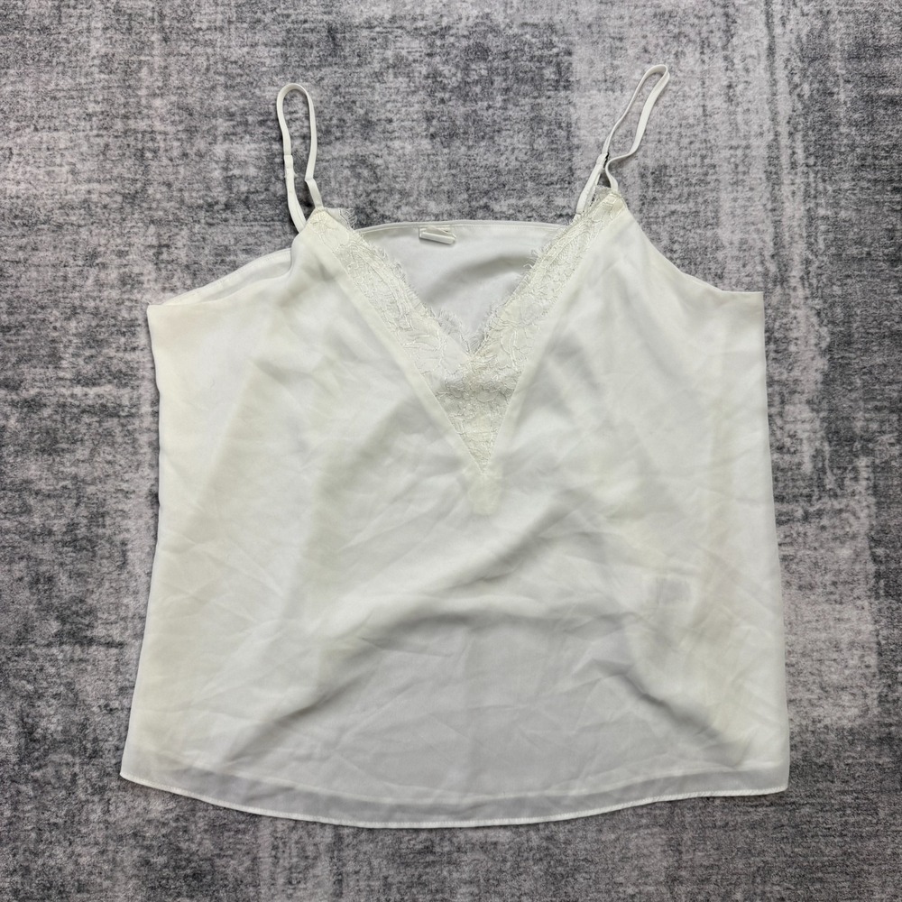 Melrose and Market Cami Tank Top Womens Large Ivory Satin Lace Trim Angle Fairy